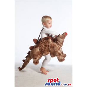 Cute Brown Dinosaur Plush Children Size Costume On Expanders -