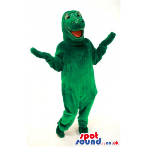 Cute Customizable Big All Green Dinosaur Plush Mascot - Custom