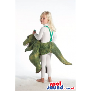 Cute Green Dinosaur Plush Children Size Costume On Expanders -