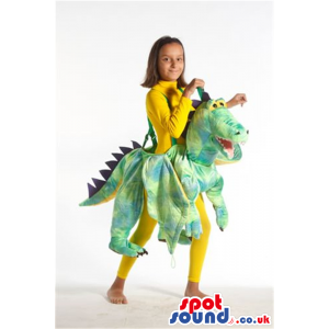 Green And Blue Dinosaur Children Size Costume On Expanders -