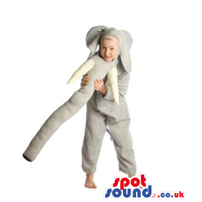 Grey Elephant Children Size Costume With Long Trunk - Custom