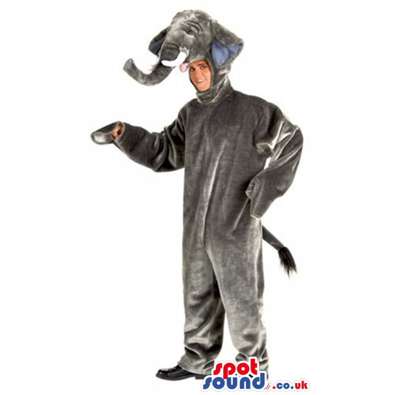 All Grey Shinny Elephant Adult Size Plush Costume - Custom
