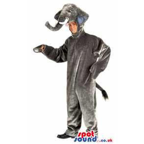 All Grey Shinny Elephant Adult Size Plush Costume - Custom