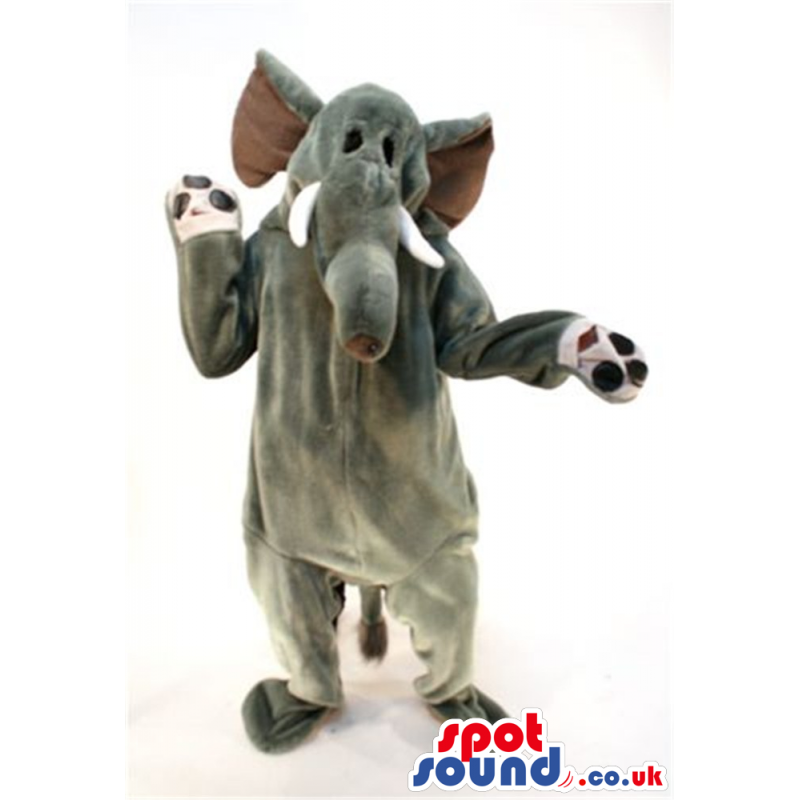 Customizable All Grey Elephant Mascot With Small Black Eyes -