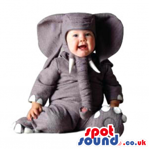 Cute All Grey Elephant Baby Size Funny Plush Costume - Custom