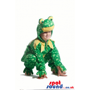 Green And Yellow Frog Children Size Costume With Spots - Custom