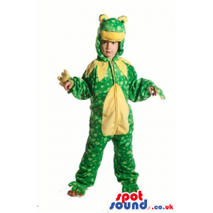 Green And Yellow Frog Children Size Costume With Spots - Custom
