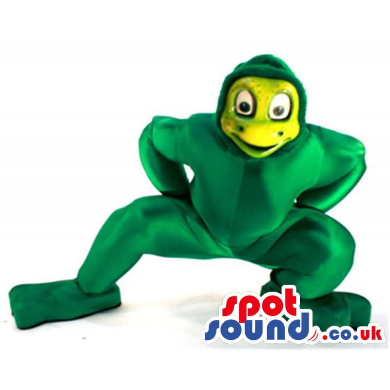 Green Shinny Material Frog Mascot With A Yellow Face - Custom