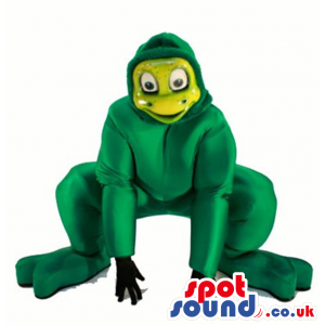 Green Shinny Material Frog Mascot With A Yellow Face - Custom