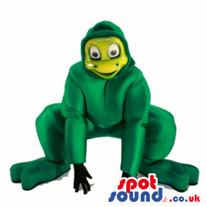 Green Shinny Material Frog Mascot With A Yellow Face - Custom