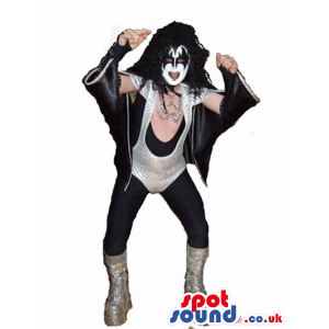 Cool White And Black Bat Or Kiss Band Member Adult Size Costume
