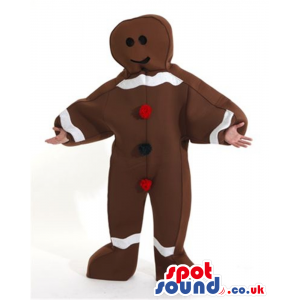 Ginger Bread Man Cake Plush Mascot With Red Buttons - Custom