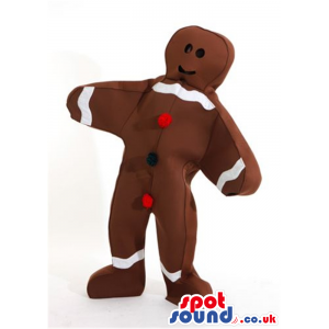 Ginger Bread Man Cake Plush Mascot With Red Buttons - Custom