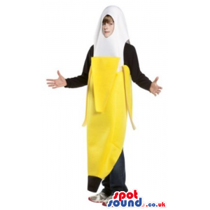 Peeled Open Yellow And White Banana Plush Adult Size Costume -