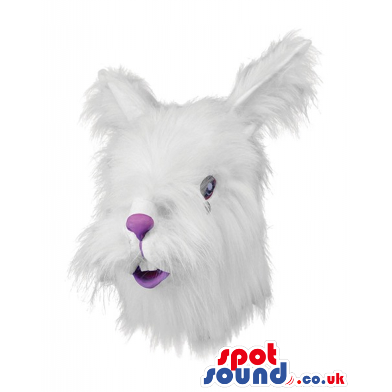 Hairy Rabbit Bunny Mask Or Head Plush Costume With A Purple