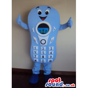 Blue mobile phone macot with hands and feet and number pad - Mascots object - MASUK000609 - SpotSound.co.uk