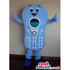 Blue mobile phone macot with hands and feet and number pad - Mascots object - MASUK000609 - SpotSound.co.uk