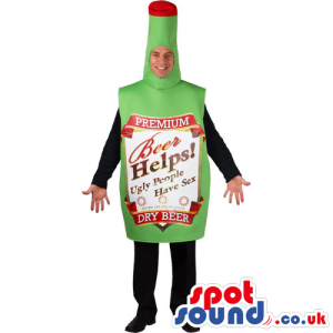 Hilarious Green Beer Bottle Adult Size Costume With Label -