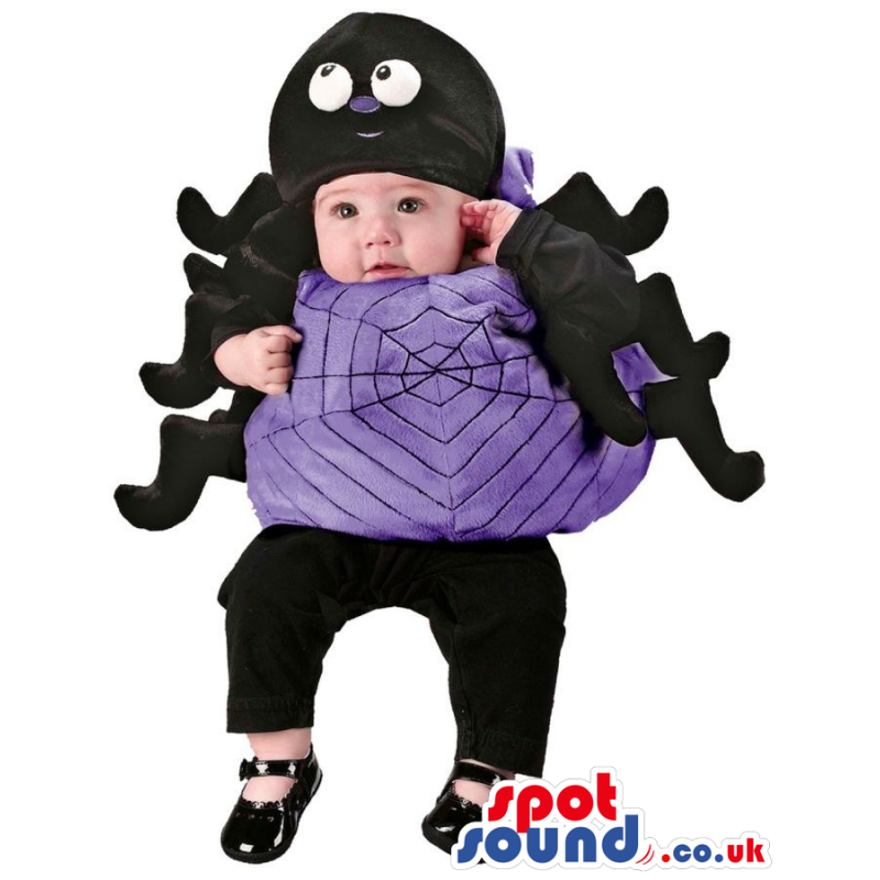 Cute Purple And Black Spider Halloween Baby Size Costume -