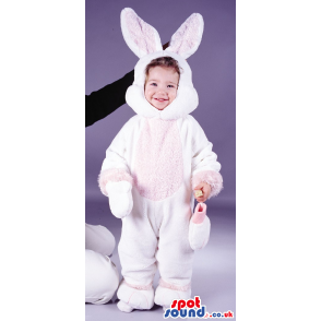 Cute White And Pink Easter Rabbit Or Bunny Baby Size Costume -