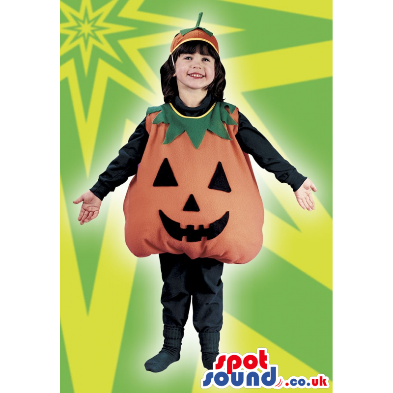 Cute Halloween Pumpkin Children Size Costume With Hat - Custom