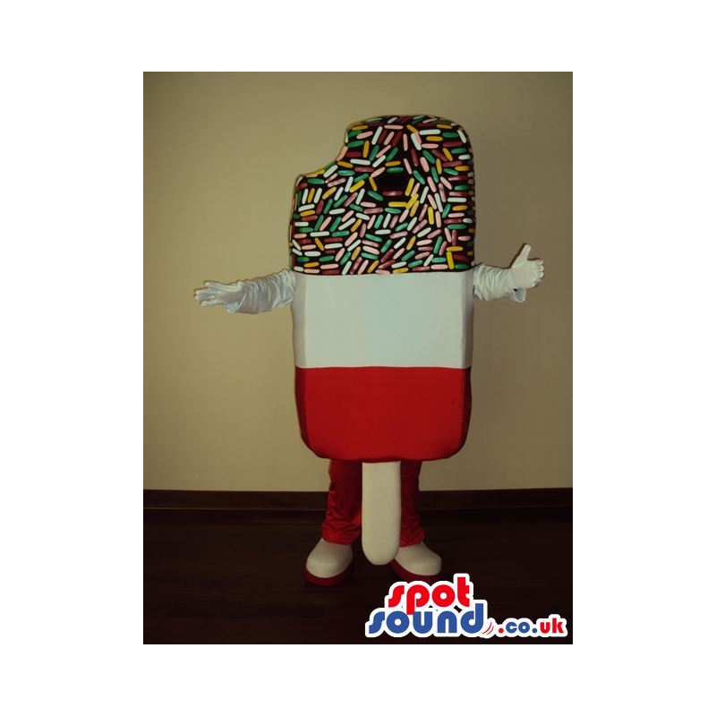 Assorted sprinkle,red,white and chocolate ice cream mascot. -