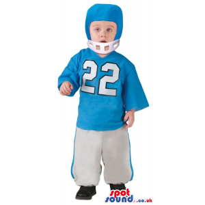 Blue And White Football Or Rugby Player Children Size Costume -