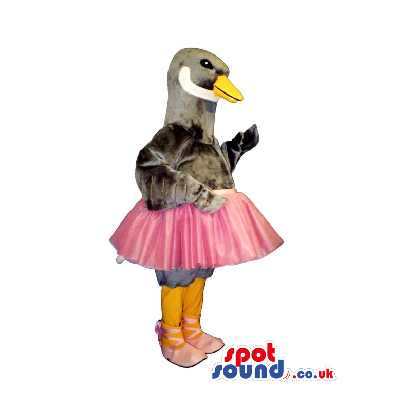 Grey Duck Animal Plush Mascot Wearing A Pink Skirt - Custom