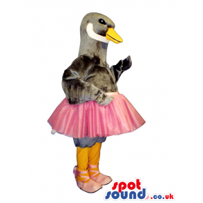 Grey Duck Animal Plush Mascot Wearing A Pink Skirt - Custom