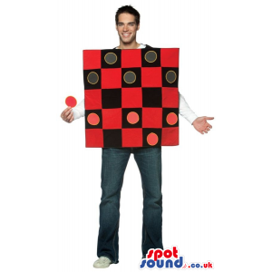 Big Checkers Game Board Adult Size Costume With Chips - Custom