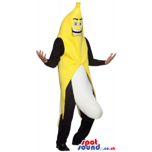 Yellow And White Suggestive Exhibitionist Banana Mascot -