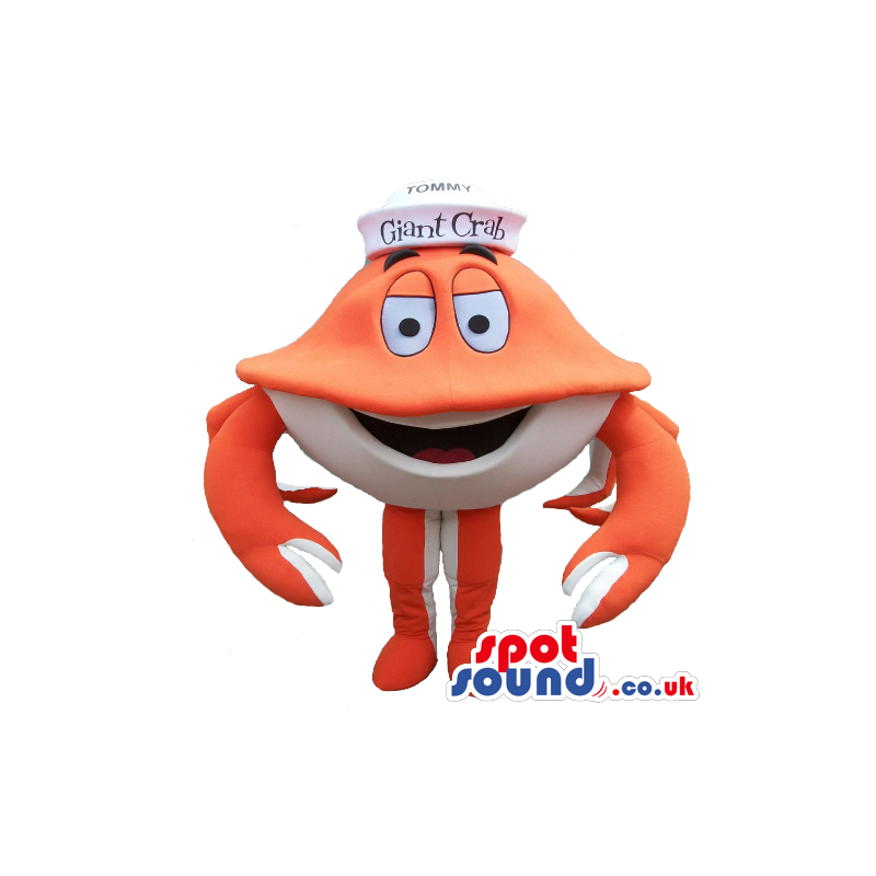 Customizable Cartoon Orange And White Crab Plush Mascot With