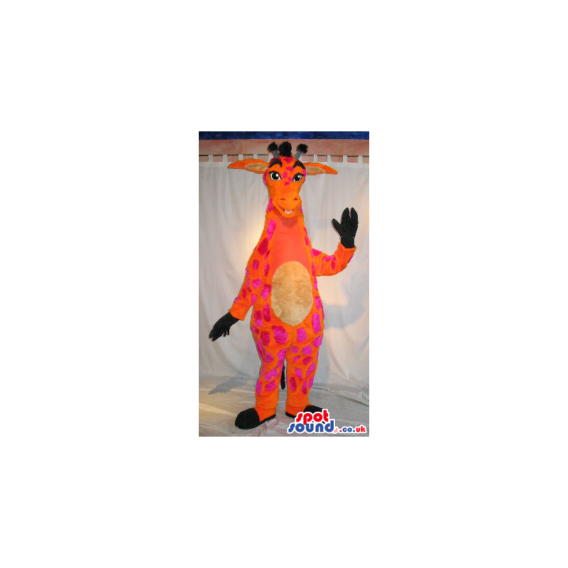 Flashy Orange Giraffe Animal Plush Mascot With Purple Spots -