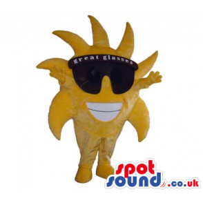 Cool Big Sun Plush Mascot Wearing Sunglasses With Text - Custom