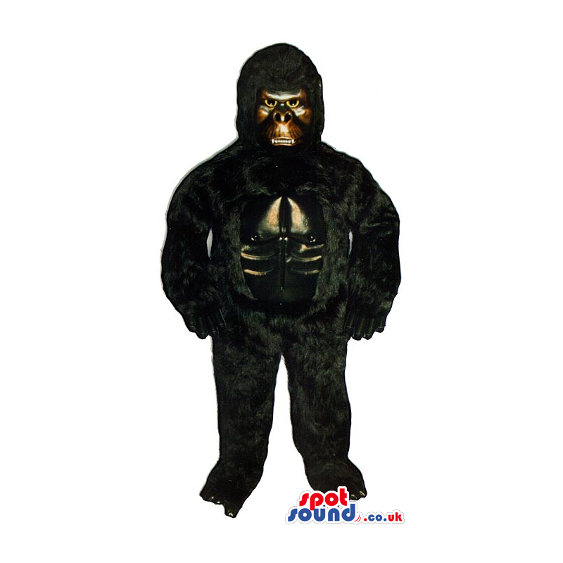 Strong Black Hairy Gorilla Plush Mascot With A Golden Face -