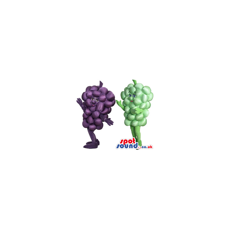 Two Cool Green And Purple Grape Couple Plush Mascots. - Custom