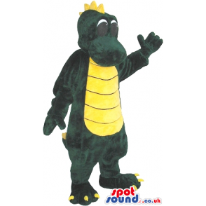 Cartoon Green Dragon Plush Mascot With A Yellow Belly - Custom