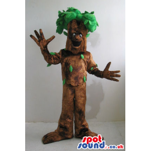 Big Happy Tree Nature Mascot With Many Green Leaves - Custom