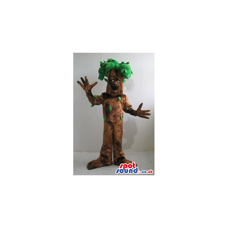 Big Happy Tree Nature Mascot With Many Green Leaves - Custom