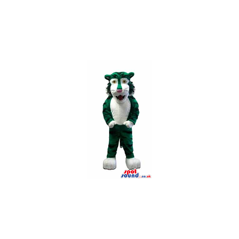 Green Wolf Plush Mascot With A White Belly And Face - Custom