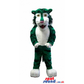 Green Wolf Plush Mascot With A White Belly And Face - Custom