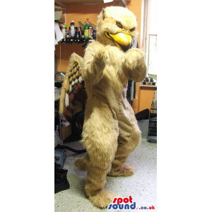 Beige Eagle Plush Mascot With Varied Brown Tones Wings - Custom