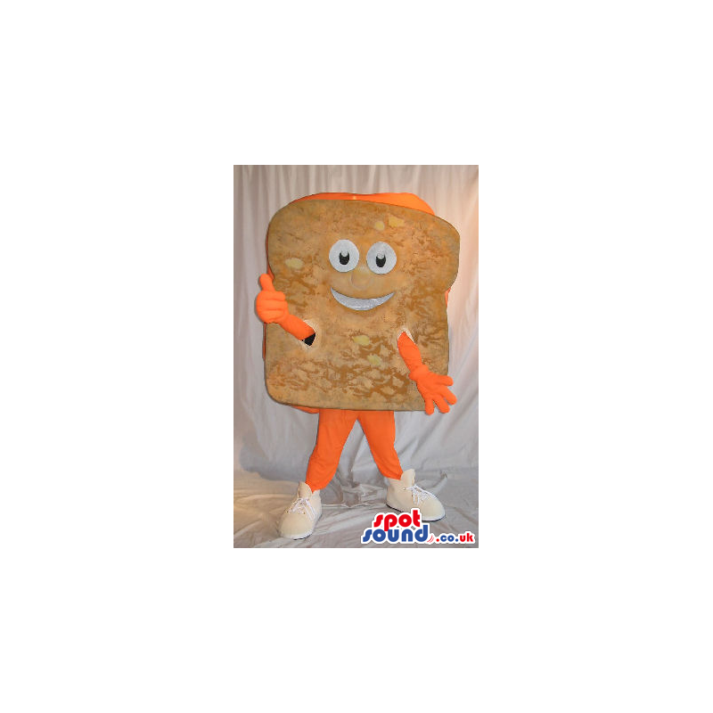 Cute Bread Loaf Or Toast Plush Mascot With A Cartoon Face. -