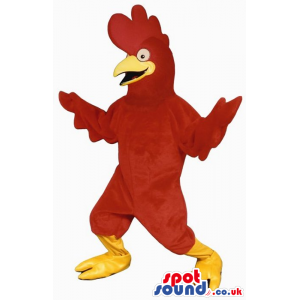 Customizable All Red Plain Rooster Or Hen Plush Mascot - Custom
