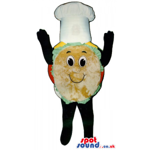 Cool Tortilla Plush Mascot Wearing A Chef Hat With A Cute Face