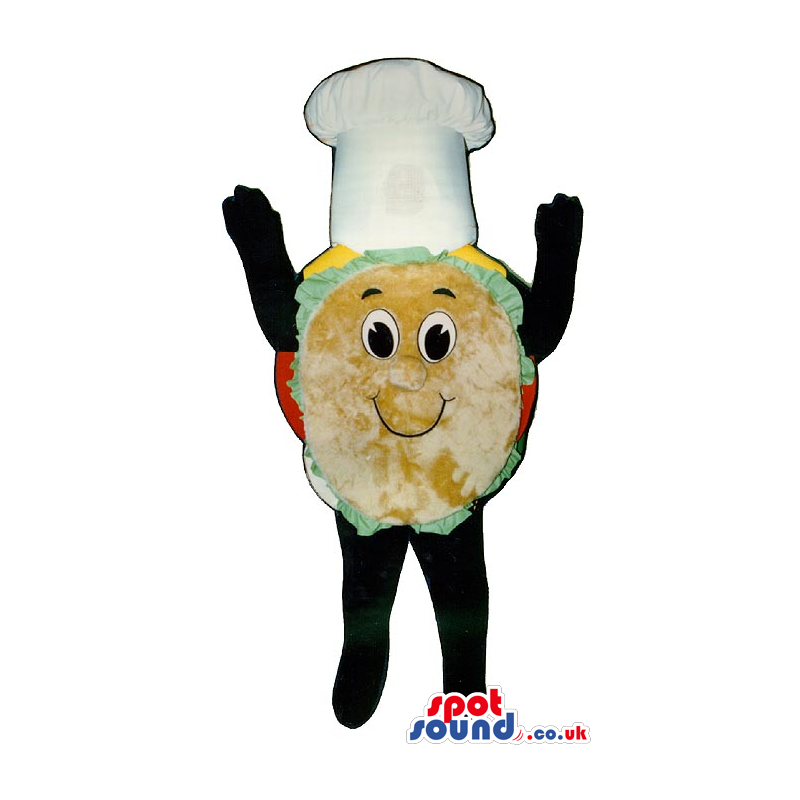 Cool Tortilla Plush Mascot Wearing A Chef Hat With A Cute Face