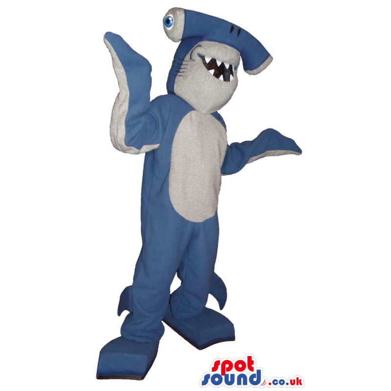 Funny Blue And White Hammerhead Shark With Sharp Teeth - Custom