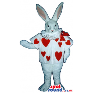 Angry All White Rabbit Plush Mascot Full Of Hearts - Custom