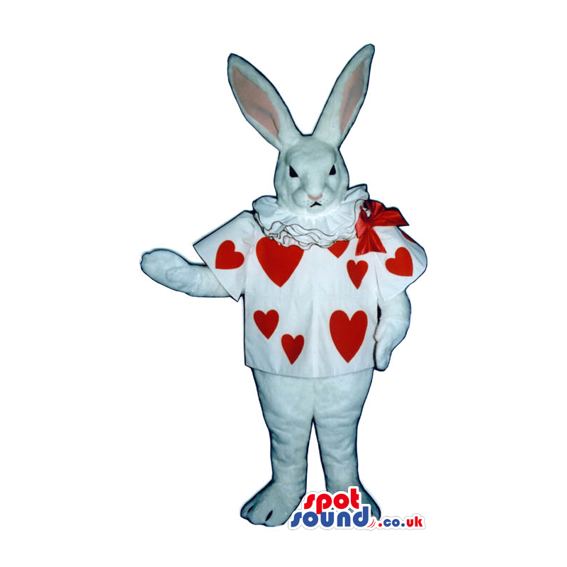 Angry All White Rabbit Plush Mascot Full Of Hearts - Custom