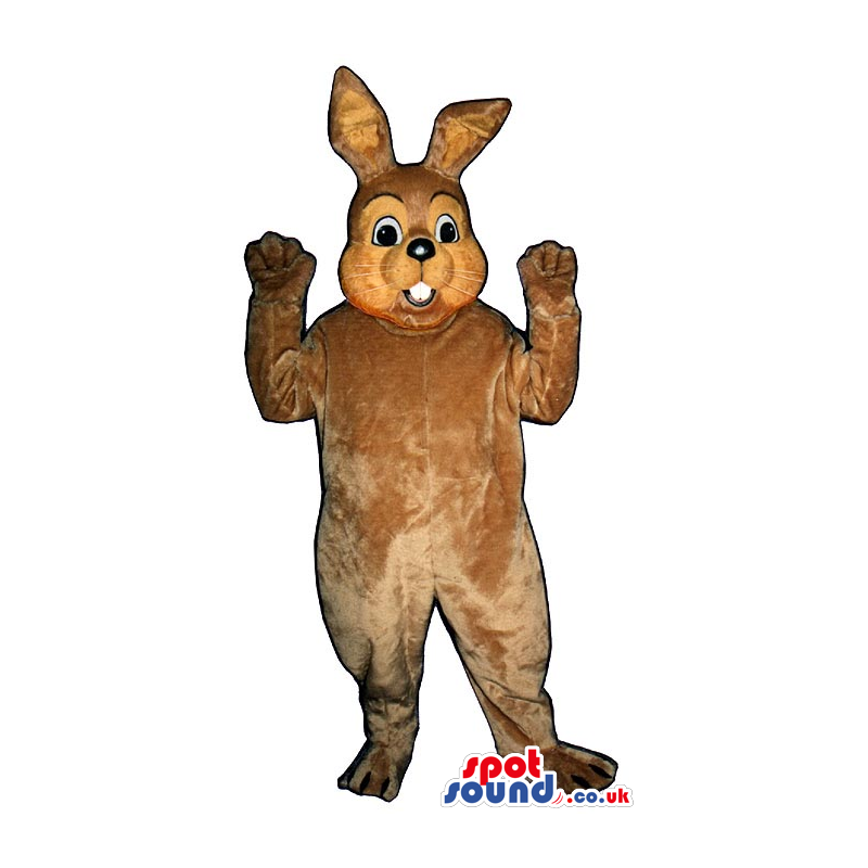 Cute All Brown Rabbit Plush Mascot With Funny Teeth - Custom